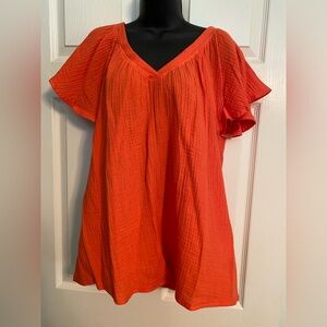 Absolutely Famous Orange Flutter Sleeve Blouse
